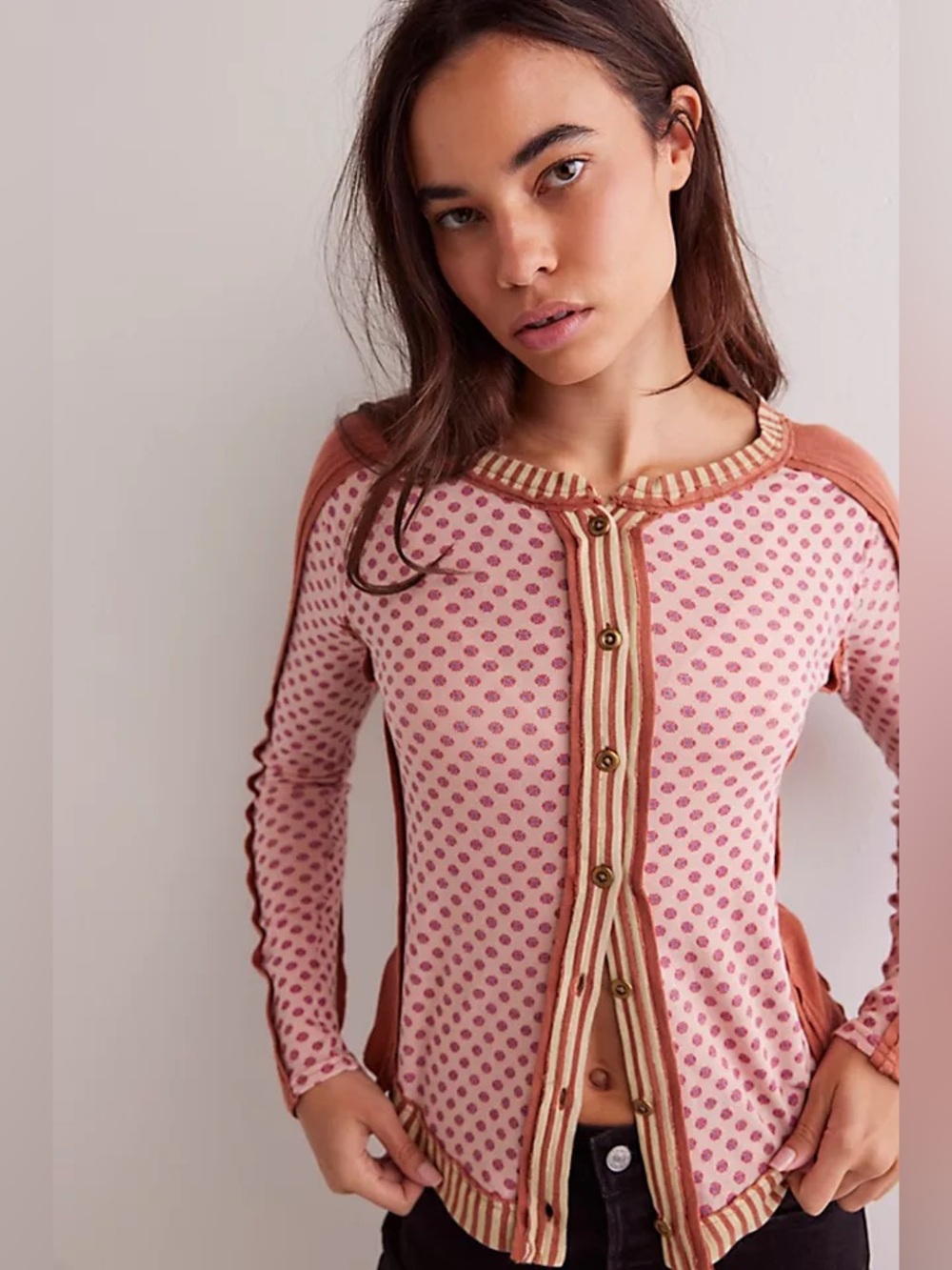 Free People instant classic tee in pink combo